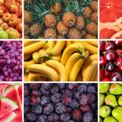 Frukter som äpplen, bananer, körsbär, vindruvor, päron, plommon, ananas, vattenmelon och grapefrukt. Dessa är nyttigaste frukten viktnedgång.