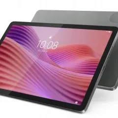 Szary tablet Lenovo z kolorową tapetą na ekranie. Znajdź instrukcję po polsku dla swojego urządzenia.