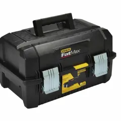 Boîte à outils Stanley FatMax noire, robuste et pratique. Un avis positif pour les bricoleurs.