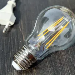 Żarówka LED z widocznymi żarnikami i wtyczką. Zastanawiasz się, ile lumenów do salonu?