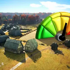 Manor Lords: bunte Anzeige deutet auf die Systemanforderungen hin, während ein mittelalterliches Dorf zu sehen ist.