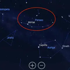 El círculo rojo marca la constelación de Perseo, hacia donde mirar para ver las Perseidas.