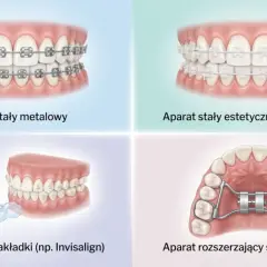 Korekta zgryzu krzyżowego: metalowe, estetyczne aparaty, nakładki Invisalign i aparat Hyrax.