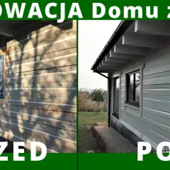 Przed i po renowacji domu z bali. Pokazano, jak uszczelnić dom z bali, porównując stan przed i po pracach.