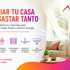 Consejos para mejorar la calidad del aire en casa: ventila, usa plantas, aísla ventanas, aprovecha ventiladores y usa aire acondicionado a 25°C.