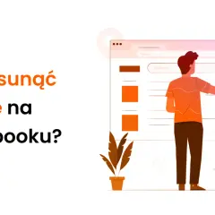 Jak usunąć grupę na Facebooku? Ilustracja pokazuje mężczyznę szukającego informacji na ekranie komputera, symbolizując proces usuwania grupy.