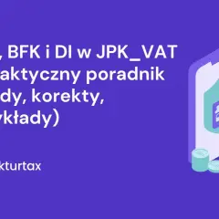 JPK_VAT: poradnik o oznaczeniu DI, błędach i korektach. Grafika z ikoną telefonu, tarczy i monet.