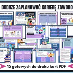 INTJ planuje karierę, analizując ścieżki edukacji i pracy. Grafika przedstawia mapę myśli z poradami dla młodych ludzi.
