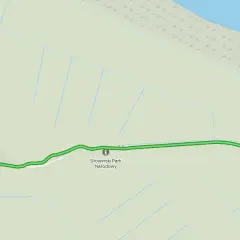 Mapa szlaku w Słowińskim Parku Narodowym. Trasa prowadzi od portu do punktu widokowego, oferując kluki atrakcje.