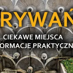 Kaskadowa fontanna w Erywaniu, stolicy Armenii, z napisem "Ciekawe miejsca, informacje praktyczne".