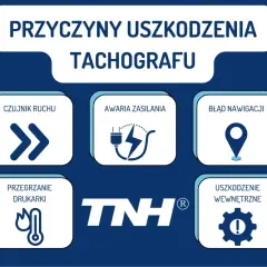 Przyczyny uszkodzenia tachografu: czujnik ruchu, awaria zasilania, błąd nawigacji, przegrzanie drukarki, uszkodzenie wewnętrzne. Unikaj błędów spójności danych tachografu.