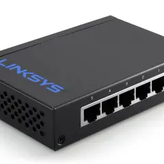 Switch de red Linksys de 5 puertos, compacto y esencial para tus equipos de red.