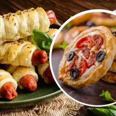 Parówki w cieście francuskim i mini pizze. Świetne pomysły, co zrobić z ciasta francuskiego na szybką przekąskę.