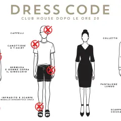 Dress code per il qclub milano: no cappelli, canottiere, bermuda, infradito. Sì abiti eleganti, pantaloni lunghi e scarpe chiuse.