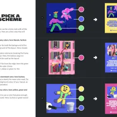 Ilustracje z przykładami doboru schematów kolorów dla marki Discord.