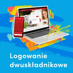Laptop i smartfon pokazują logowanie dwuskładnikowe (2FA) do bankowości. Bezpieczeństwo przede wszystkim!