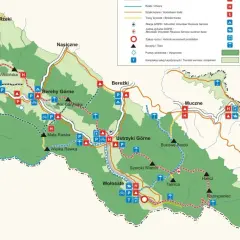 Mapa turystyczna Bieszczadów, gdzie zaczynają się bieszczady. Znajdziesz tu szlaki, schroniska i punkty widokowe.
