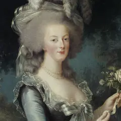 A regal Marie Antoinette, in a stunning blue gown and elaborate hairstyle, holds a bouquet of roses. This iconic portrait captures the essence of the queen, hinting at a grander Marie Antoinette family portrait.