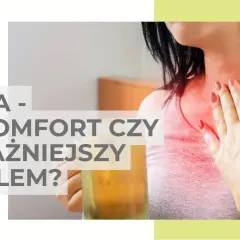 Kobieta z ręką na klatce piersiowej, odczuwająca pieczenie. Czy to zgaga, czy przełyk Barretta objawy?