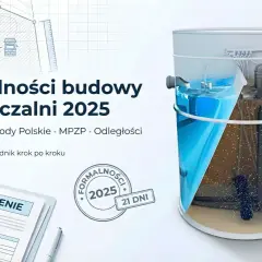 Przekrój oczyszczalni, dokument zgłoszenia i schemat budowy.