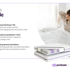 Materac Classic z pianką FlexiFoam i sprężynami pocketowymi 7 stref. Kobieta budzi się wypoczęta.