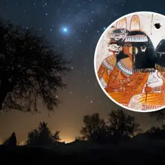 Starożytny fresk z Egipcjanami i jasny Syriusz, gwiazda jak znaleźć.