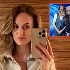 Sylwia Toczyńska i starszy pan na scenie. Jej wiek nie jest widoczny na zdjęciu.