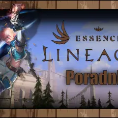 Dynamiczny wojownik w akcji, strzelający z pistoletu, na tle zamku i lasu. Grafika promuje Lineage 2 Essence.