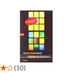 Buchcover "Heimsuchung" von Jenny Erpenbeck. Bunt verglastes Fenster, das an eine Heimsuchung erinnert.