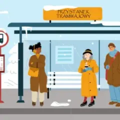Ludzie na przystanku tramwajowym marzną, mimo że temperatura u dorosłego to 35 stopni Celsjusza. Otuleni w grube płaszcze, czekają na tramwaj.