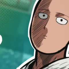 Saitama, der Held mit einem Schlag, bereit für den **one punch man stream**. Sein Blick ist leer, aber seine Faust geballt.