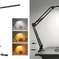 Flexo mesa negro articulado con pinza, ideal para tu escritorio. Iluminación LED ajustable.