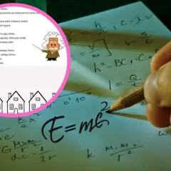 Rysunek Einsteina i wzory matematyczne na kartce papieru.