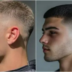 Dos hombres con pelo corto y degradado. El de la izquierda tiene el pelo rubio claro, el de la derecha, oscuro.