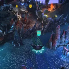 Żaglowiec płynie przez krystaliczne wody, w stronę zamku. To świat pełen **might and magic**.