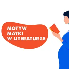 Ciężarna kobieta czyta książkę o motywie matki cierpiącej w literaturze.