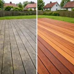 Före och efter: en smutsig altan blir som ny efter att ha fått sig en ordentlig skura.