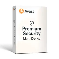 Pudełko Avast Premium Security Multi-Device, zapewniające kompleksową ochronę cyfrową.