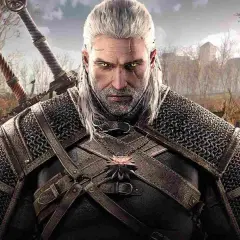 Geralt w zbroi szkoły kota z Wiedźmina 3, gotów do walki.