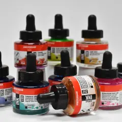 Flaconi di vernice acrilica Amsterdam con contagocce. Scopri cos'è la vernice acrilica con questi colori vivaci.