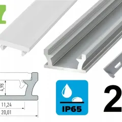 Aluminiowa listwa LED IP65, profil do taśm LED, 2 metry długości, z klipsem montażowym.