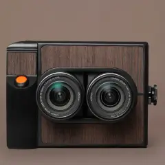 Retro aparat do tworzenia **fotografii 3d** z dwoma obiektywami Canon.