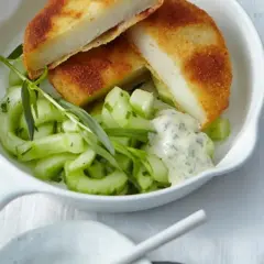 Kohlrabi-Puffer mit Gurkensalat und Kräuterquark – eine köstliche Idee für Kohlrabi Rezepte.