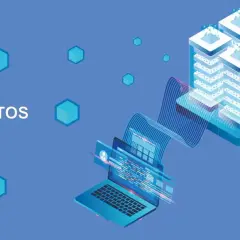 Ilustración de varios tipos de metadatos fluyendo desde una laptop a un servidor.