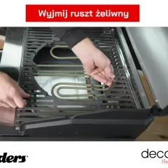 Instrukcja jak grillować na grillu elektrycznym: wyjmowanie żeliwnego rusztu.