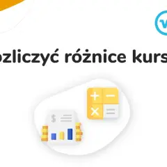 Jak rozliczyć różnice kursowe? Ikony rachunków i kalkulatora sugerują pomoc w finansach.