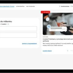 Ekran logowania do mBanku. Formularz do wpisania identyfikatora i hasła. Dowiedz się, jak zmienić identyfikator mBank.