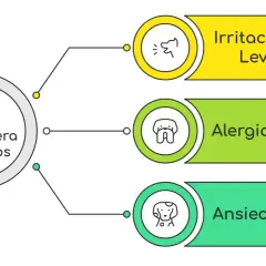 Diagrama sobre carraspera en perros: irritaciones leves, alergias y ansiedad. Mi perro tose como si tuviera algo en la garganta.