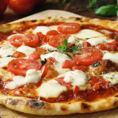 Pyszna pizza margherita z pomidorami i mozzarellą. Zastanawiasz się, ile może stać ciasto na pizzę? Najlepiej zjeść ją od razu!