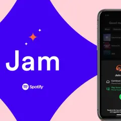 Ekran telefonu z aplikacją Spotify i opcją "Dołącz do Jam Eve".